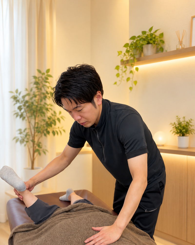 関連する部位を調整する様子